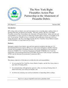 The New York Bight Floatables Action Plan Partnership in the Abatement of