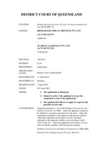 DISTRICT COURT OF QUEENSLAND CITATION: Brimar Electrical Services Pty Ltd v Zi-Argus Australia Pty LtdQDC 78