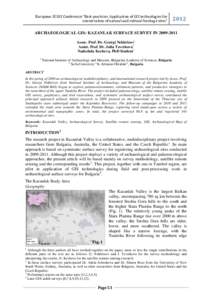 Archaeological science / Provinces of Bulgaria / Remote sensing / Synthetic aperture radar / Survey / Kazanlak / Geophysical survey / Koprinka Reservoir / Geographic information system / Satellite imagery / Geography / Science
