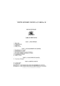 YOUTH ADVISORY COUNCIL ACT 1989 No. 39  NEW SOUTH WALES TABLE OF PROVISIONS