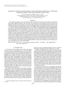 The Astrophysical Journal, 644:1258–1272, 2006 June 20 # 2006. The American Astronomical Society. All rights reserved. Printed in U.S.A. MAGNETIC CAUSES OF SOLAR CORONAL MASS EJECTIONS: DOMINANCE OF THE FREE MAGNETIC E