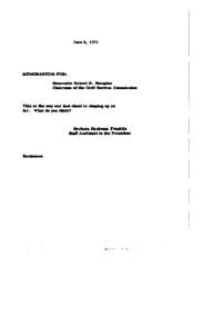 Memo for Honorable Robert E. Hampton Re: Comparison of Appointments of Women..., June 8, 1971