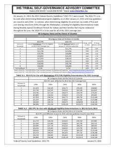 IHS TRIBAL SELF-GOVERNANCE ADVISORY COMMITTEE Telephone[removed] ~ Facsimile[removed] ~ Website: www.tribalselfgov.org On January 22, 2015, the 2015 Federal Poverty Guidelines (“2015 FPL”) were issued. Th