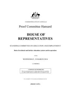 COMMONWEALTH OF AUSTRALIA  Proof Committee Hansard HOUSE OF REPRESENTATIVES