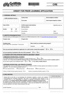 Credit for prior learning application form