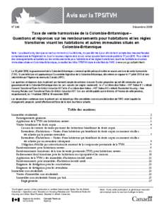 Avis sur la TPS/TVH No 246 Décembre[removed]Taxe de vente harmonisée de la Colombie-Britannique –