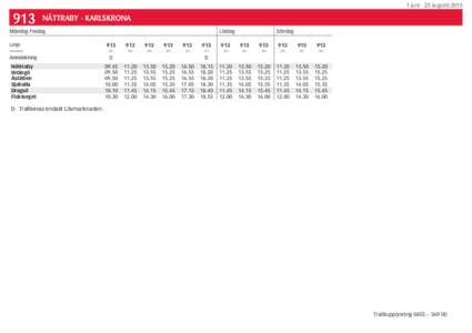 1 juni - 23 augustiNÄTTRABY - KARLSKRONA