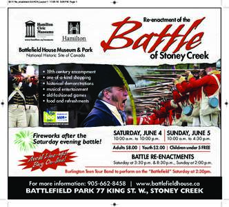 2011 Re_enactment Ad HCN_Layout[removed]:08 PM Page 1  Re-enactment of the Battlefield House Museum & Park National Historic Site of Canada