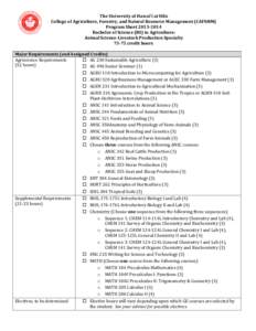   The	
  University	
  of	
  Hawai‘i	
  at	
  Hilo	
   College	
  of	
  Agriculture,	
  Forestry,	
  and	
  Natural	
  Resource	
  Management	
  (CAFNRM)	
   Program	
  Sheet	
  2013-­2014	
   Bache