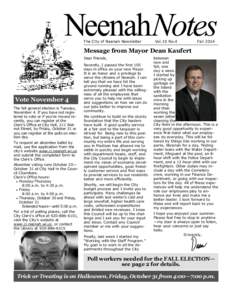 NeenahNotes The City of Neenah Newsletter Fall 2014 The City of Neenah Newsletter  Vol.15 No.4