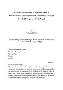 Assessing the feasibility of implementation of Environmental Assessment within Community Forestry: Stakeholder’s perception in Nepal.