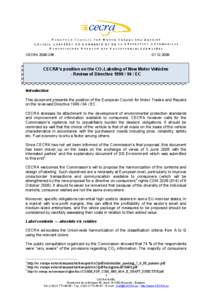CECRA 2008­246   [removed]  CECRA’s position on the CO2 Labeling of New Motor Vehicles  ­ Review of Directive 1999 / 94 / EC