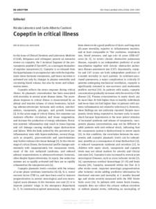 Clin Chem Lab Med 2014; 52(10): 1391–1393  Editorial Nicola Latronico and Carlo Alberto Castioni  Copeptin in critical illness