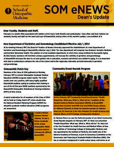 SOM eNEWS Dean’s Update A monthly update from Dean Thomas A. Cavalieri February 2014