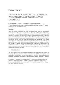 CHAPTER XX THE ROLE OF CONTEXTUAL CLUES IN THE CREATION OF INFORMATION