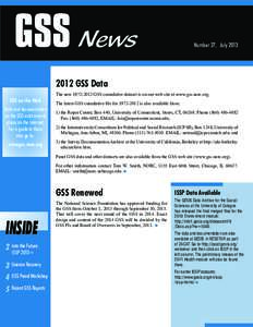 GSS News  Number 27,  July[removed]GSS Data GSS on the Web