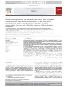 Measles mortality in high and low burden districts of India: Estimates from a nationally representative study of over 12,000 child deaths