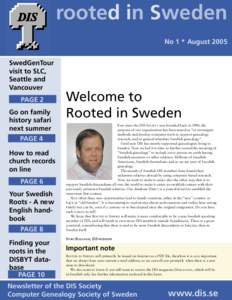 rooted in Sweden No 1 * August 2005 SwedGenTour visit to SLC, Seattle and Vancouver