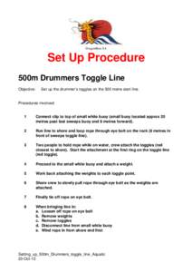 DragonBoat SA  Set Up Procedure 500m Drummers Toggle Line Objective:
