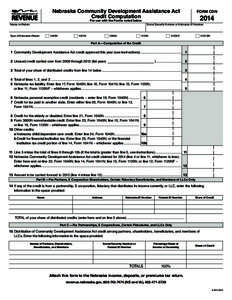 PRINT  RESET Nebraska Community Development Assistance Act Credit Computation