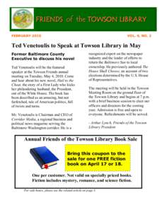 BCPL Friends of the Towson Library - February 2010 Newsletter