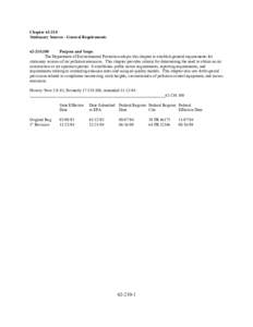 Chapter[removed]Stationary Sources - General Requirements[removed]Purpose and Scope. The Department of Environmental Protection adopts this chapter to establish general requirements for