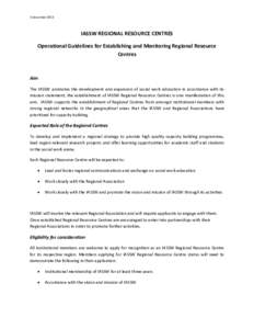 5 December[removed]IASSW REGIONAL RESOURCE CENTRES Operational Guidelines for Establishing and Monitoring Regional Resource Centres