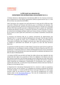 Microsoft Word - DDII receives DFID Grant - FRENCH Press Release 2 March 2010.docx