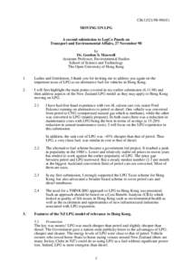 CB[removed]MOVING ON LPG A second submission to LegCo Panels on Transport and Environmental Affairs, 27 November 98 by Dr. Gordon S. Maxwell