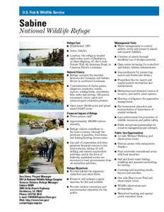 U.S. Fish & Wildlife Service  Sabine National Wildlife Refuge Refuge Fact