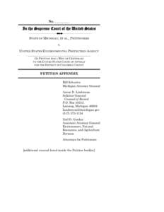 No. _________  In the Supreme Court of the United States STATE OF MICHIGAN, ET AL., PETITIONERS v. UNITED STATES ENVIRONMENTAL PROTECTION AGENCY