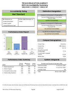 TEXAS EDUCATION AGENCY 2013 Accountability Summary ANDERSON EL[removed]CONROE ISD