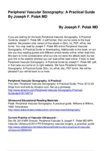 Peripheral Vascular Sonography: A Practical Guide By Joseph F. Polak MD
