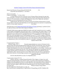 Southern Campaign American Revolution Pension Statements & Rosters Bounty Land Warrant of George Gibson BLWt1985-500 Transcribed and annotated by C. Leon Harris VA