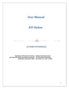 User Manual RTI Online (CITIZEN INTERFACE)  Department of Personnel & Training,