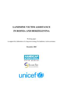 LANDMINE VICTIM ASSISTANCE IN BOSNIA AND HERZEGOVINA Working paper to support the elaboration of a long-term strategy for landmine victim assistance  December 2003