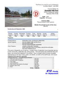 THE POOLS OF THE CITY OF LOS ANGELES Condition Report - July 2004 Council District 12  Granada Hills Pool