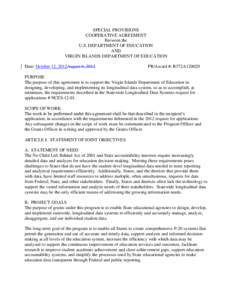 SPECIAL PROVISIONS COOPERATIVE AGREEMENT Between the U.S. DEPARTMENT OF EDUCATION AND VIRGIN ISLANDS DEPARTMENT OF EDUCATION