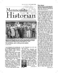 VOL XXXV, NO. 3 - SEPTEMBER[removed]Mennonite Historian A PUBLICATION OF THE MENNONITE HERITAGE CENTRE and THE CENTRE FOR MB STUDIES IN CANADA