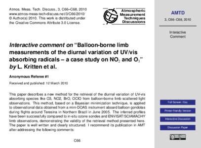 Atmos. Meas. Tech. Discuss., 3, C66–C68, 2010 www.atmos-meas-tech-discuss.net/3/C66/2010/ © Author(sThis work is distributed under the Creative Commons Attribute 3.0 License.  Atmospheric