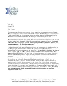 Letter from Canadian Rabbis