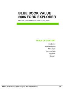 BLUE BOOK VALUE 2006 FORD EXPLORER 4 Apr, 2016 | PDF-VIOM5BBV2FE12 | Pages: 35 | Size 1,619 KB TABLE OF CONTENT Introduction