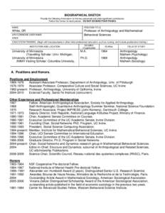 PHS 398 (Rev. 9/04), Biographical Sketch Format Page