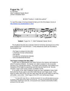 Bass arpeggiation / Fundamental structure / Structural level / Fugue / Scale-step / Tonality / Hierarchy / Counterpoint / Heinrich Schenker / Music / Schenkerian analysis / Prolongation