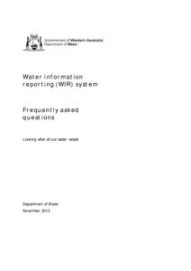 Water information reporting (WIR) system Frequently asked questions