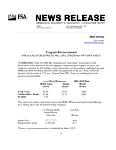 Loan deficiency payments / Milling yield / Rice / Agriculture / United States Department of Agriculture / Agricultural subsidies / Agriculture in the United States