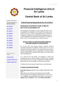 http://fiusrilanka.gov.lk  Financial Intelligence Unit of Sri Lanka Central Bank of Sri Lanka Email No. UNSCR1267/17