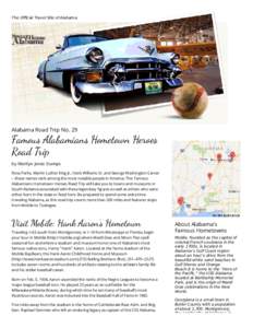 The Oﬃcial Travel Site of Alabama  Alabama Road Trip No. 29 Famous Alabamians Hometown Heroes Road Trip