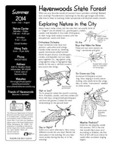 Summer 2014 June – July – August  Nature Center