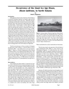 Occurrence of the Giant Ice Age Bison, Bison latifrons, in North Dakota by John W. Hoganson  Introduction